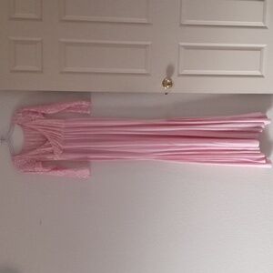 Extra Long Elegant  Pink Lace Maxi Vintage Dress/Gown